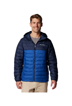 GIACCA IMBOTTITA CON CAPPUCCIO POWDER LITE DA UOMO MOUNTAIN BLUE COLLEGIATE NAVY